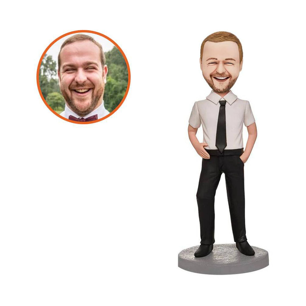 Business Male Wearing A Shirt With A Tie Custom Bobblehead