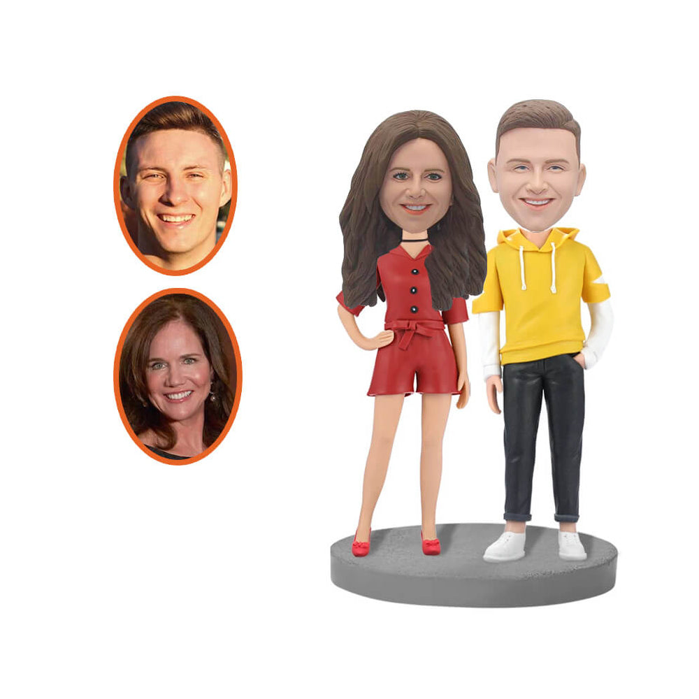 Couple In Fashion Clothes Custom Bobblehead