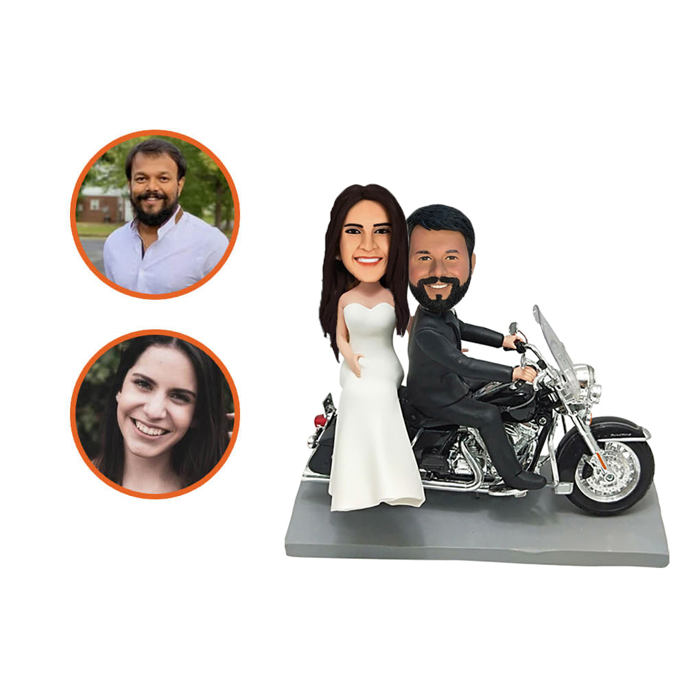 On Motorcycle Motorbike Custom Wedding Bobbleheads