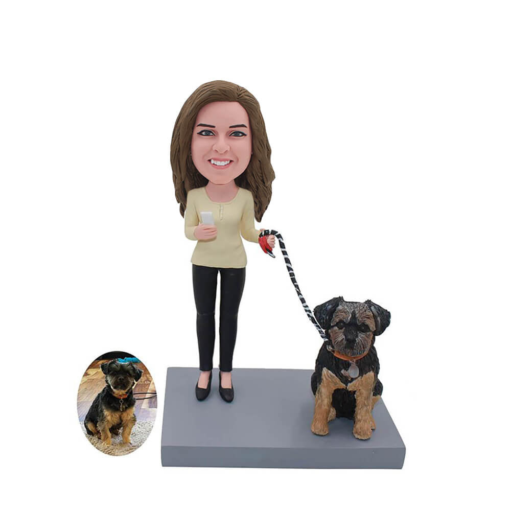 Female With A Dog Custom Bobblehead