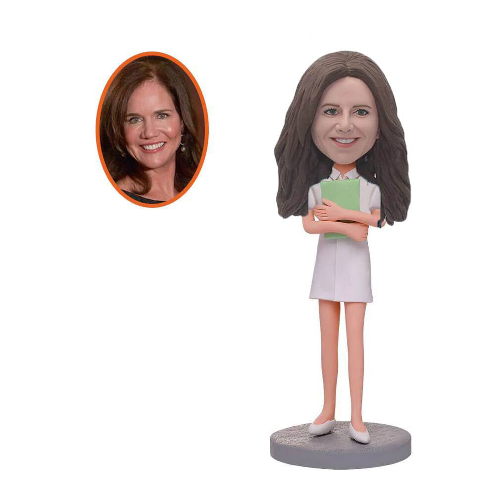 Female Nurse with Notebook Custom Bobblehead
