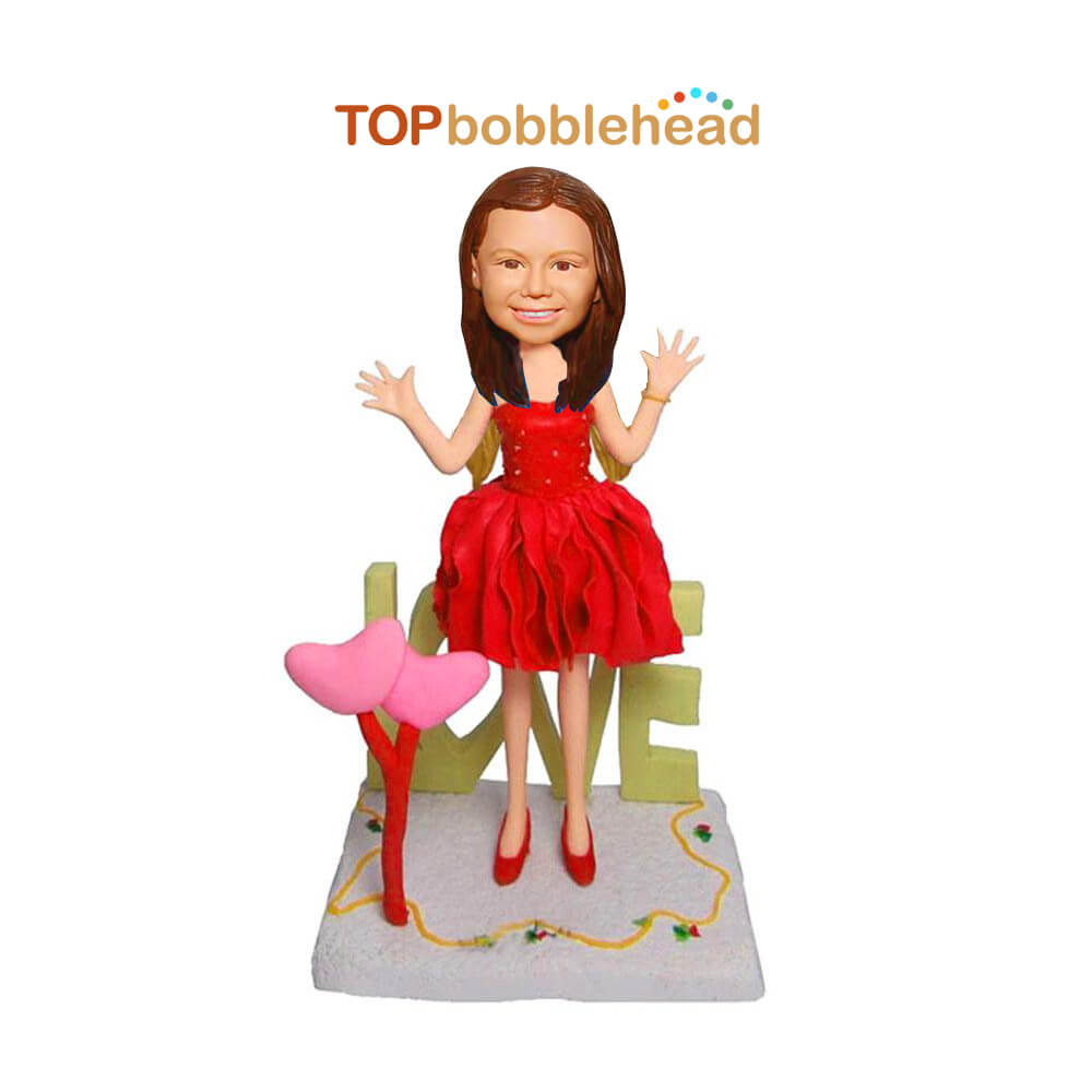 Girl In Red Dress Custom Bobbleheads