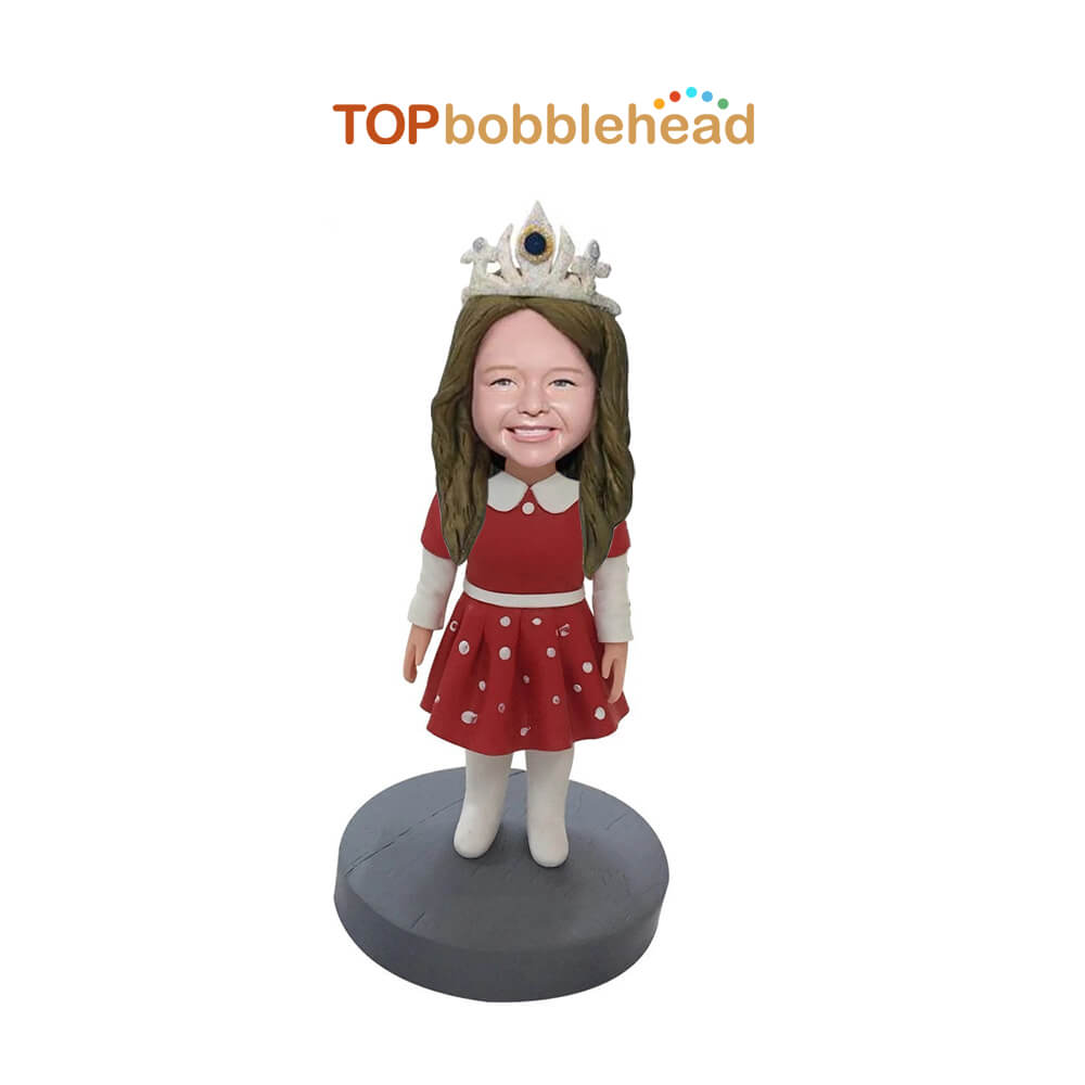 Little Girl In Red Dress Custom Bobblehead