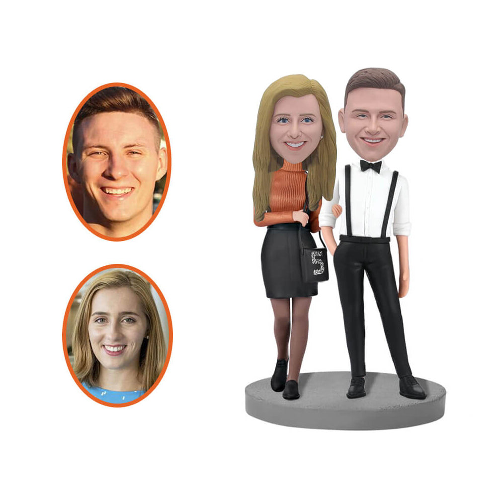 Modern Couple In Formal Wear Custom Bobblehead
