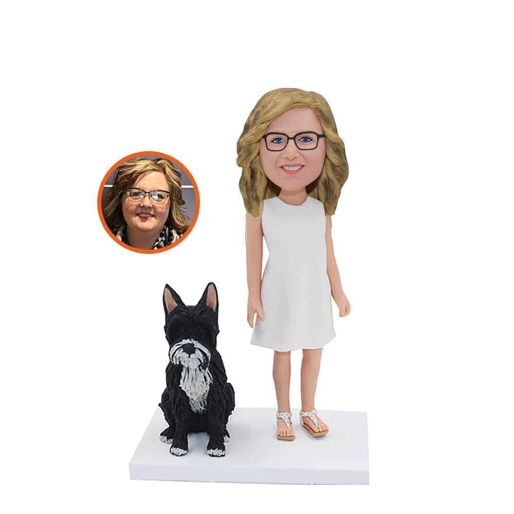 Sexy Woman Walking Dog Custom Bobblehead